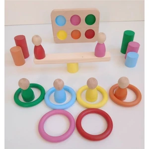 Montessori Halka Silindir Peg Bebek Seti - 6 Renk