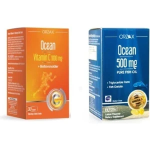 Ocean Ocean Vitamin C 1000 Mg 30 TABLET+500 Mg 60 Kapsül Limon Aromalı Balık Yağı