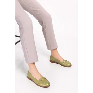 Hakiki Deri Kadın Günlük Loafer VDT.851 - Yeşil - 38