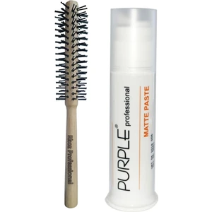 Professional Rkoz Kuaför Fön Fırçası Ve Purple Mat Wax 100 Ml Doğal Şekillendirici