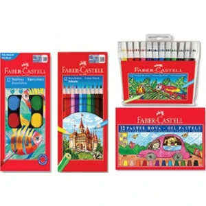 Faber Castell 12'li Pastel Sulu Kuru Boya Keçeli Kalem 4'lü Boya Seti