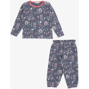 Kız Bebek Pijama Takımı Hayvancık Desenli Doğa Temalı 9 Ay-3 Yaş, Füme
