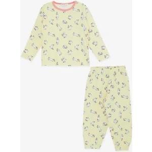 Kız Bebek Pijama Takımı Kedicorn Desenli 9 Ay-3 Yaş, Sarı