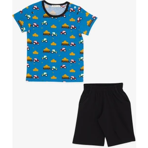Girls & Boys Erkek Çocuk Şortlu Pijama Takımı Traktör Desenli 1.5-5 Yaş, Mavi