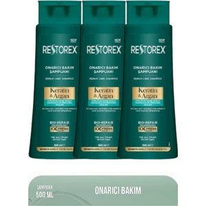 Keratin & Argan Şampuan 500 Ml 3 Adet Restorex Argan