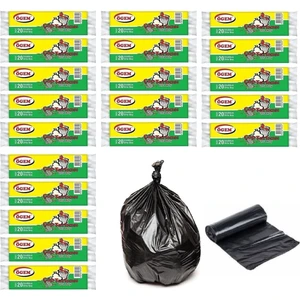 Orta Boy Çöp Poşeti 55x60 cm 20 li Rulo x 20 Paket = 400 Adet Siyah
