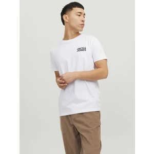 Jack & Jones Corp Ss Erkek Beyaz Baskılı Bisiklet Yaka Tişört