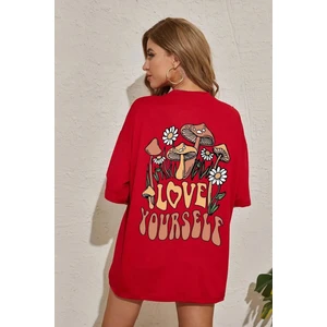 Kadın Love Yourself Baskılı Oversize T-Shirt