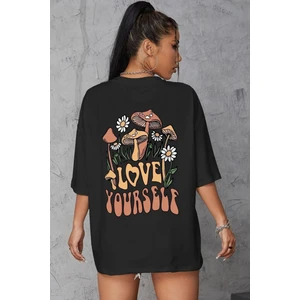 Kadın Love Yourself Baskılı Oversize T-Shirt