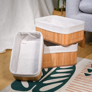 3'lü Bambu Çok Amaçlı Sepet Natural