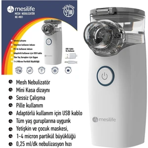 Nebulizatör Mesh Taşınablir Usb Kablo Ve Pilli Ne-M01 Mesilife Mesh Taşınablir