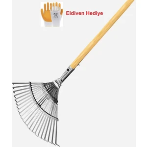 Toptancı Amca Tırmık Ahşap Saplı, Ayarlı Metal Çim ve Yaprak Toplama Tırmığı Eldiven Hediye !!