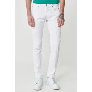 Luke Slim Fit Dar Kesim Normal Bel Beyaz Esnek Pantolon