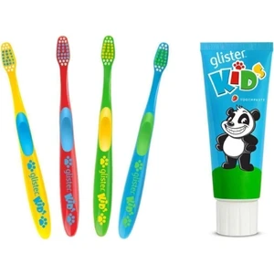 Glister Amway Çocuk Diş Fırçası 4 Adet- Çocuk Çilek Aromalı Diş Macunu -1 Adet
