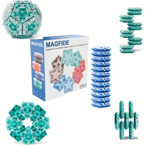 LRS Store Geometrik Manyetik Fidget Küre - 12 Parça Set Mıknatıslı Eğlenceli 3D Stres Oyuncağı Decompression