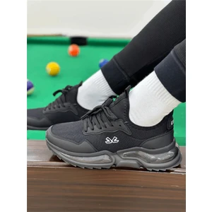 Erkek Spor, Jel Taban, Nefes Alabilen Anorak Gövde, Siyah Beyaz Sneaker, Spor Ayakkabı