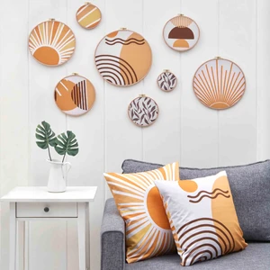 Çivisiz, Anneler Günü Hediyesi, 8 Parça Tablo, Duvar Süsü, Hediyelik Eşya, Salon Tablosu, Güneş Tablosu, Modern Sanat, Turuncu Tablo