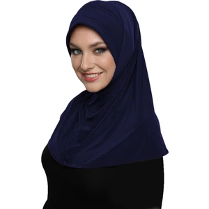Fidan Bone Takmatik Sade Lacivert Hazır Türban Tesettür Bone Namaz Örtüsü