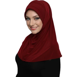 Fidan Bone Takmatik Sade Bordo Hazır Türban Tesettür Bone Namaz Örtüsü