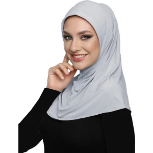 Fidan Bone Takmatik Sade Açık Gri Hazır Türban Tesettür Bone Namaz Örtüsü