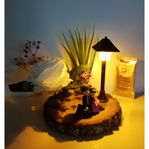 Evlilik Yıldönümü Hediyesi Sevgiliye Doğum Günü Hediyesi Sırt Sırta Çift Temalı Işıklı Kütük Teraryum