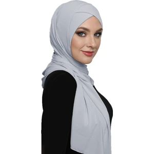 Fidan Bone Sarmalı Takmatik Açık Gri Hazır Türban Tesettür Bone