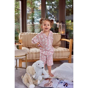Kız Çocuk Düğmeli Kısa Kollu Pijama Takımı