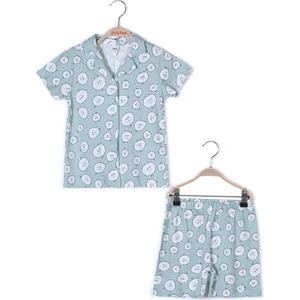 Kız Çocuk Düğmeli Kısa Kollu Pijama Takımı