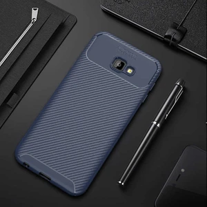 Samsung Galaxy J4 Plus Kılıf Karbon Silikon Case Lacivert