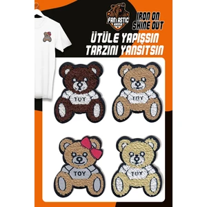 Ütü Ile Yapışan Dokuma Peluş Arma Seti Patch Yama Ayıcık Modeli