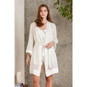 Pierre Cardin 7085 Kadın Çeyizlik Dantelli Saten 4'lü Set-Ekru