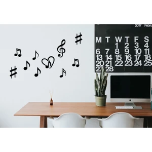 Şirin Lazer Kalp Notalar Müzik Sembolleri Ahşap Mdf Duvar Dekorasyonu