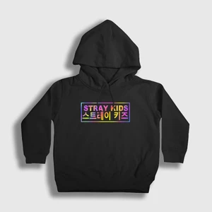 Unisex Çocuk Siyah Colors Stray Kids Kapüşonlu Sweatshirt
