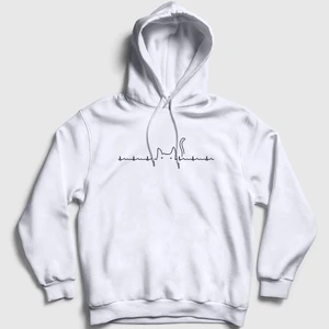 Unisex Beyaz Ekg Cat Kedi Kapüşonlu Sweatshirt