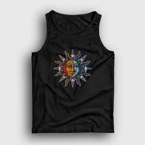 Unisex Siyah Mosaic Sun Moon Güneş Ay Atlet