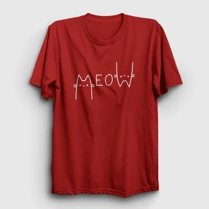 Unisex Kırmızı Meow Cat Kedi T-Shirt