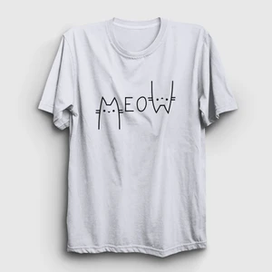 Unisex Beyaz Meow Cat Kedi T-Shirt