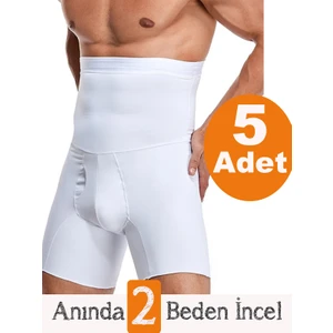Secret Moda 5 Adet Erkek Dikişsiz Yüksek Bel Göbek Toparlayıcı Sıkılaştırıcı Inceltici Boxer Korse