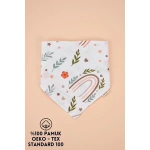 e&f Store Organik Sertifikalı Çift Katlı Müslin Kumaş - Iki Çıtçıtlı Bebek Salya Önlük / Fular - Gökkuşağı