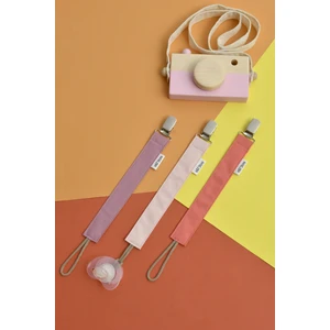 e&f Store Gül Kurusu - Toz Pembe - Nar Çiçeği 3'lü Emzik Zinciri Seti - Emzik Tutacağı - Bebek Hediyesi