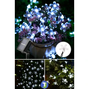 30 Çiçekli LED Solar Beyaz Işık Bahçe Dekorasyon Güneş Enerjili Aydınlatma Modlu