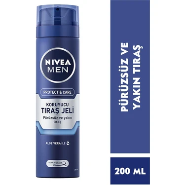 NIVEA Men Protect&Care Tıraş Jeli 200ml;Kuru Ciltler İçin;Pürüzsüz