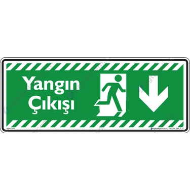 İsg Tabelam 30x12cm/fosforlu etiket/Yangın Çıkışı Aşağıya