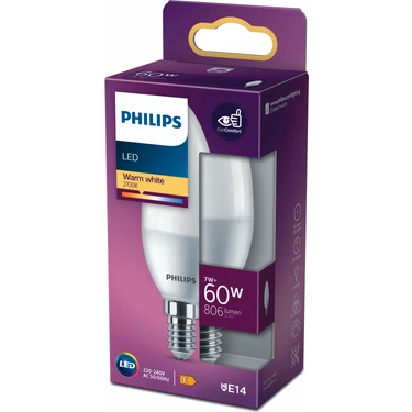 PHILIPS LED 60W MUM AMPUL SARI IŞIK E14 İNCE