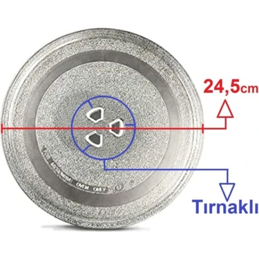Arçelik Mikrodalga Fırın Döner Cam Tabak 24,5cm Çapında Tırnaklı Borcam Tepsi Orijinal Tırnaklı