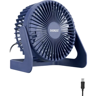 Everest EFN-505 360 Derece Dönüş Taşınabilir Mini Masaüstü Lacivert USB Fan