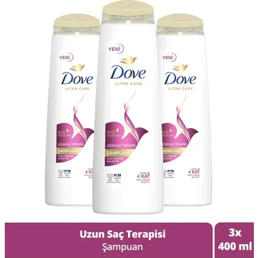 Dove Ultra Care Saç Bakım Şampuanı Uzun Saç Terapisi Uzun Yıpranmış Saçlar Için 400 ml X3