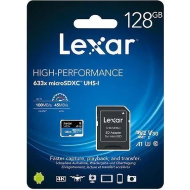 Lexar 128GB Micro Sd Class 10 Hafıza Kartı Uhs-I 633X