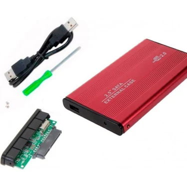 Wozlo 2.5 Inç Kırmızı Sata Harddisk Kutusu - Metal Notebook HDD Hard Disk Kutu -