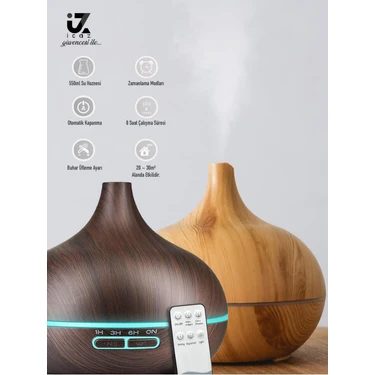 Icz Ultrasonic 550ml Hava Nemlendirici Ahşap Görünüm Ortam Nemlendirici Hava Nemlendirici Buharlı 7